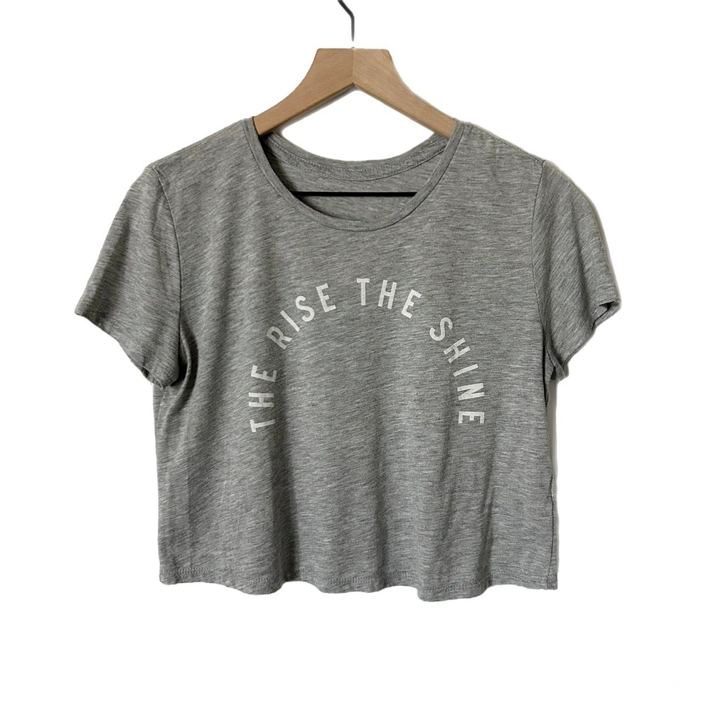 Vuori The Rise The Shine Heather Gray Graphic Crop Top Tee Size Small VW9008